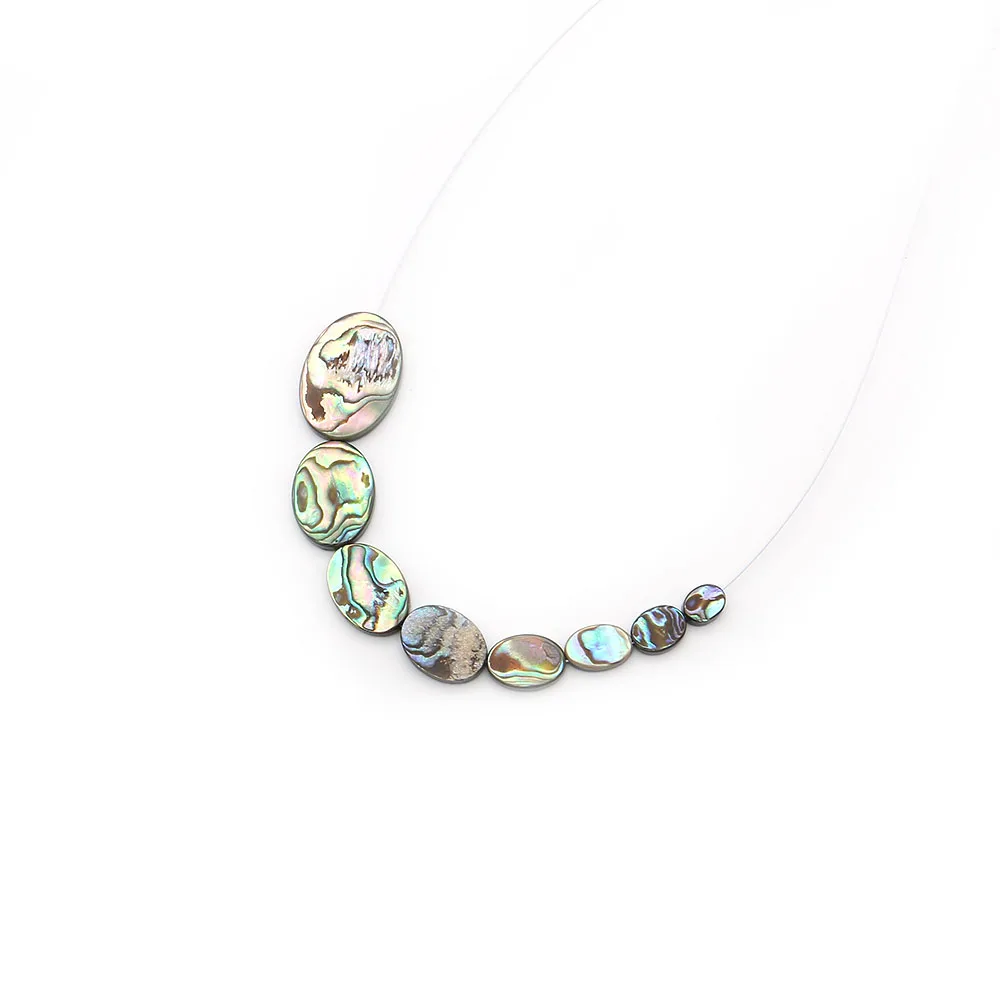 Oval Natural Iridescent Abalone Shell Polished and Carved Straight-hole Loose Beads for DIY Necklaces and Earrings Jewelry