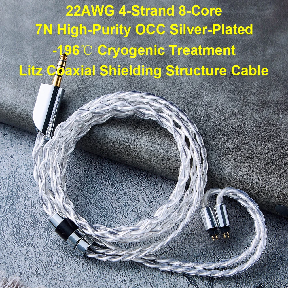 

Кабель для обновления HiFi IEM 22AWG 7N OCC посеребренный кабель 4-жильный 8-жильный коаксиальный экранирующий материал Litz, провод для наушников
