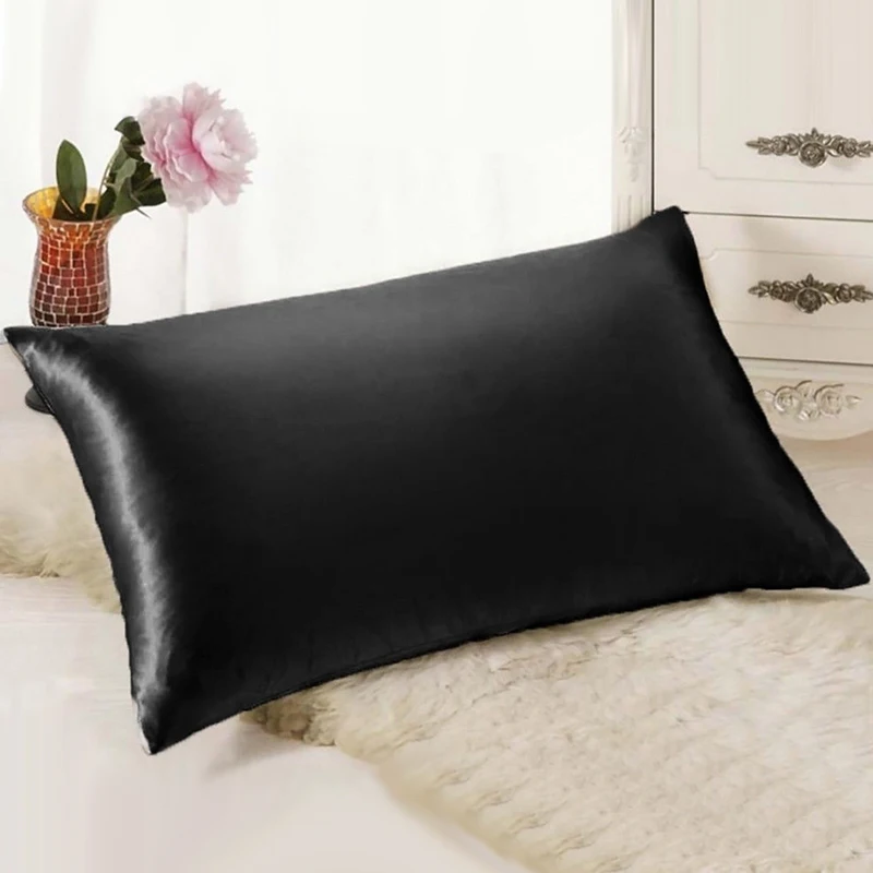 100% Queen Standard Satin Silk Soft Mulberry Plain Pillowcase Cover Chair Seat Square Pillow Cover Decorations for Home Pillow