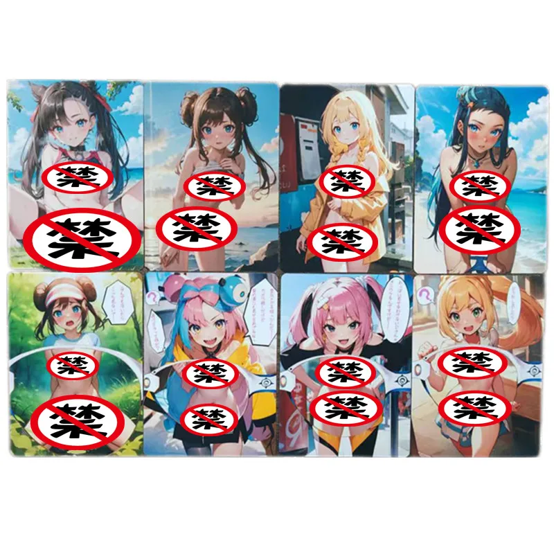 

8pcs/set Anime Sexy Card Pokémon Trainer Goddess ACG 18+ Nude Card Naruto Scarlet and Violet Pokémon Collection Card Toy Gift