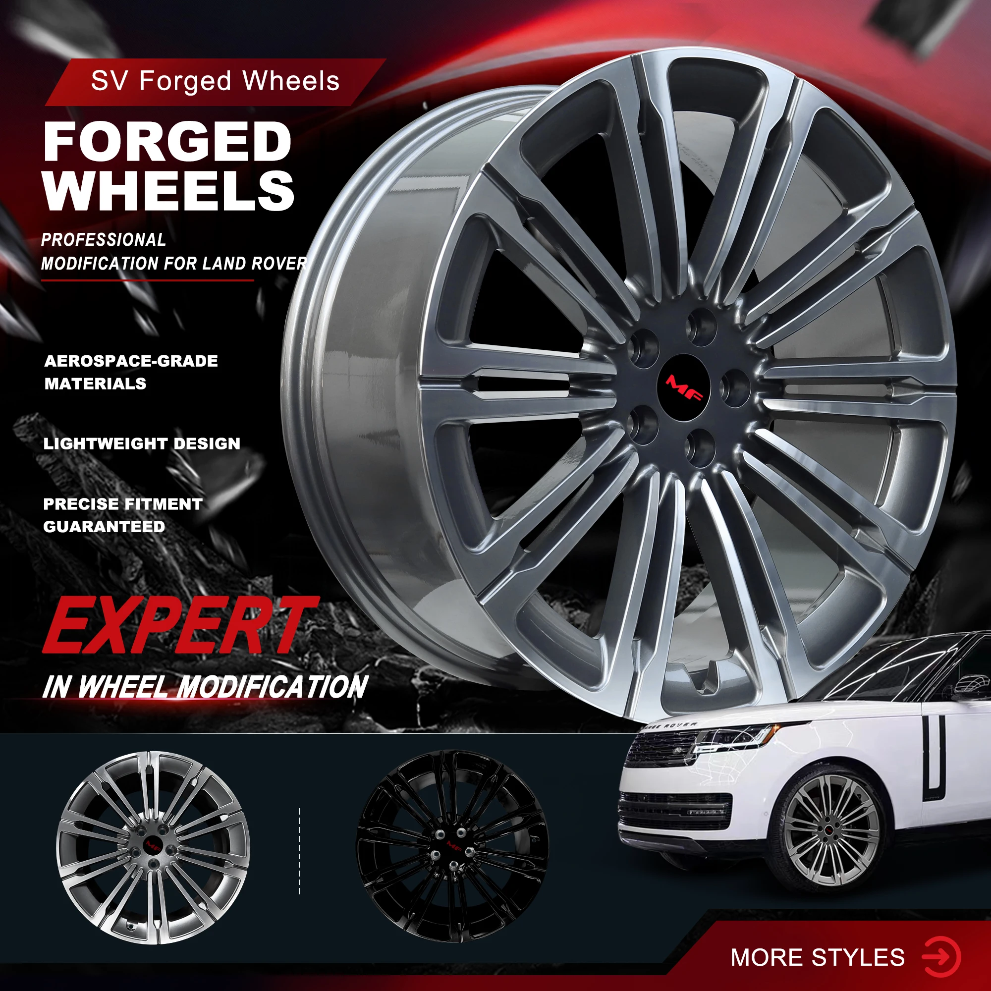 

21/22/23 Inch 6061-T6 Forged Aluminum Alloy Wheels, Lightweight Concave Performance Rims Fit Land Rover Range Rover 5x120 Afterm