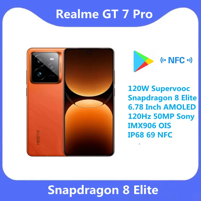 Unlocked Original Realme GT 7 Pro 6500mAh 120W Supervooc Snapdragon 8 Elite 6.78 Inch AMOLED 120Hz 50MP Sony IMX906 OIS IP68 69