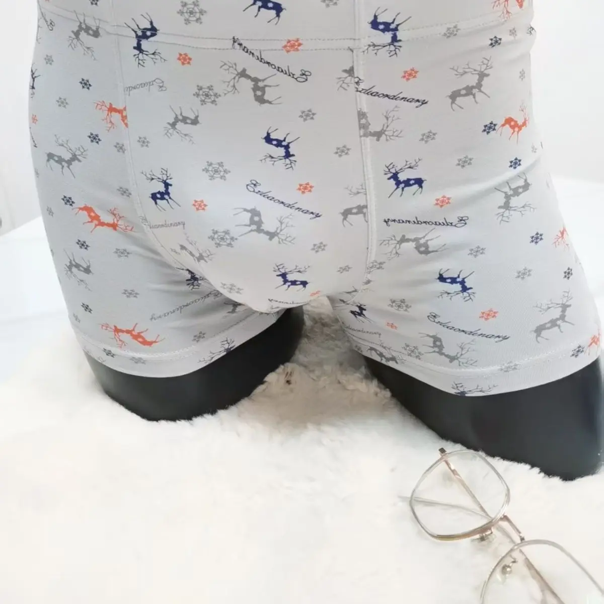 

3pcs Per Pack Man's Motal Deer Prints Middle Waist Briefs
