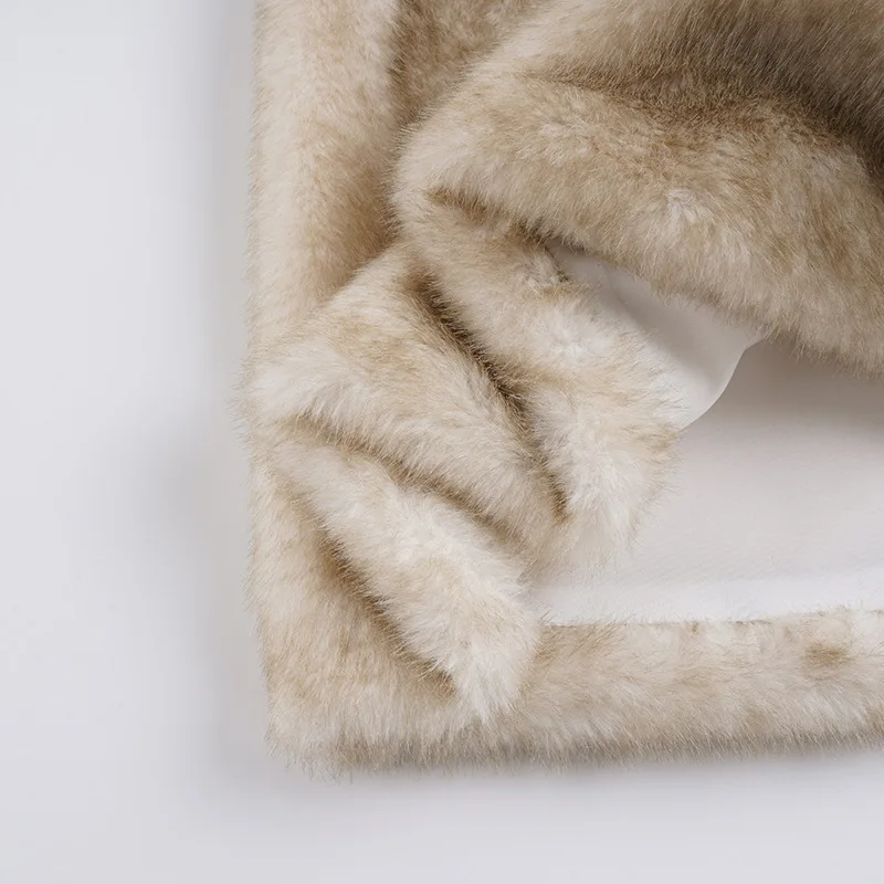 عيد الميلاد الخريف والشتاء الدافئة غير النظامية الفراء مشبك انقسام تنورة Y2k التوابل فتاة شخصية تنورة صغيرة للنساء #6