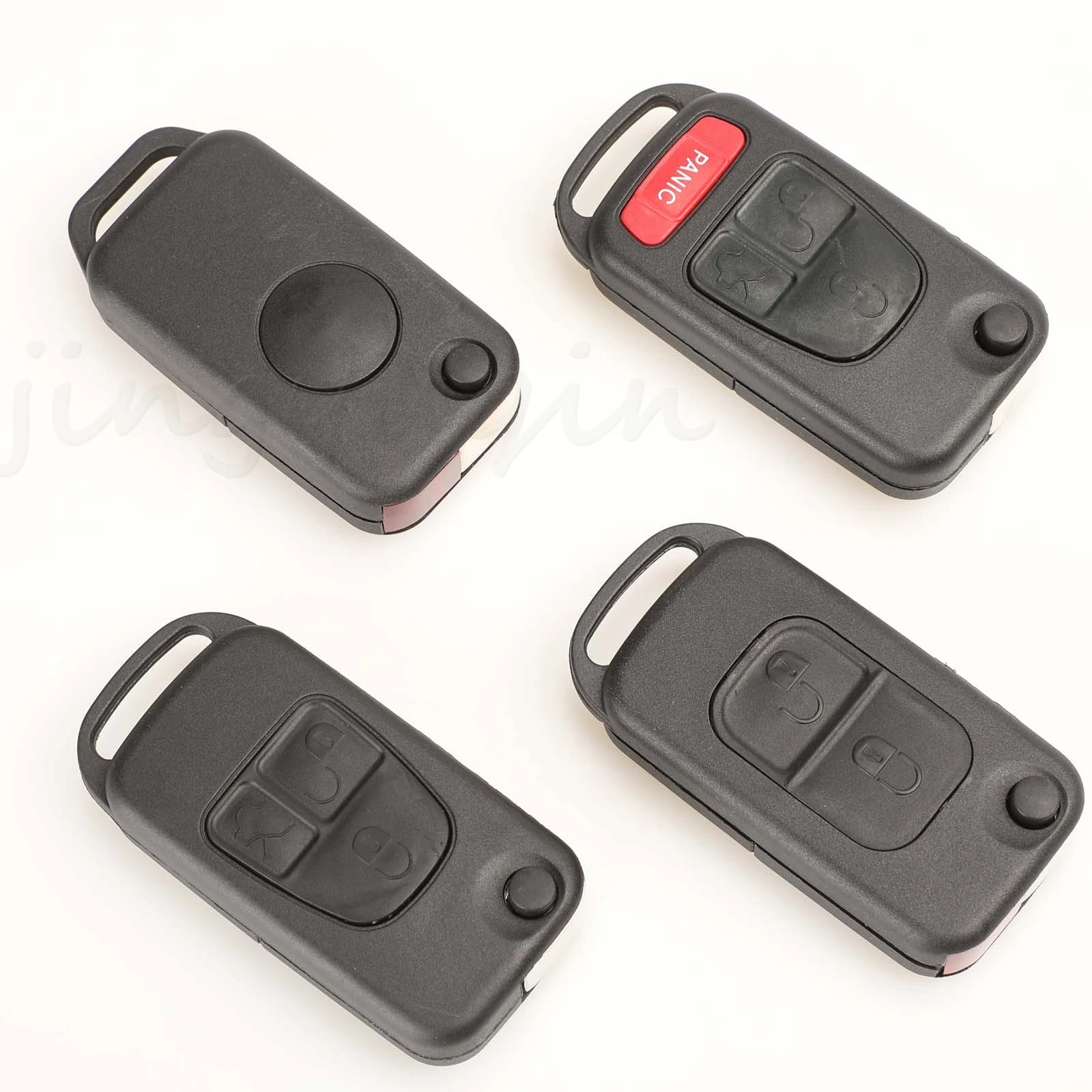 

jingyuqin 10pcs 1/2/3/4 Buttons Folding Remote Car Key Shell Cover For Mercedes Benz B200 A160 W124 W202 W210 With HU39