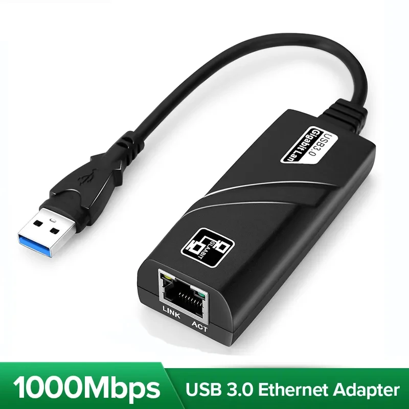 Adaptador Ethernet Lan para PC, 1000Mbps, USB3.0 para placa de rede Rj45, 10 Mbps, 100 Mbps, 1000Mbps, Macbook Laptop