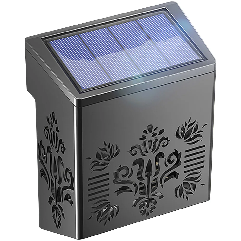 

Solar Powered Outdoor Lights for Patio Fence Yard Garden Pathway Hollow Design ABS Material Nickel Solar Fence Post