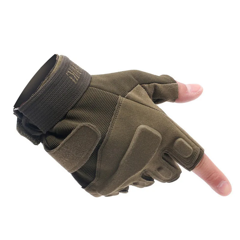 Guantes tácticos de medio dedo para hombre, equipo táctico de entrenamiento de caza al aire libre, senderismo y pesca, guantes militares