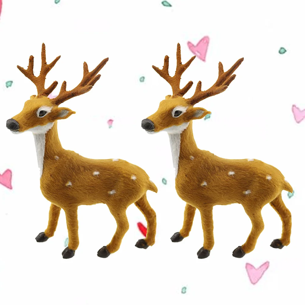 

2 Pcs Sika Deer Adornment Creative for Home Christmas Dining Table Decor Elk Ornament Desktop Decoration