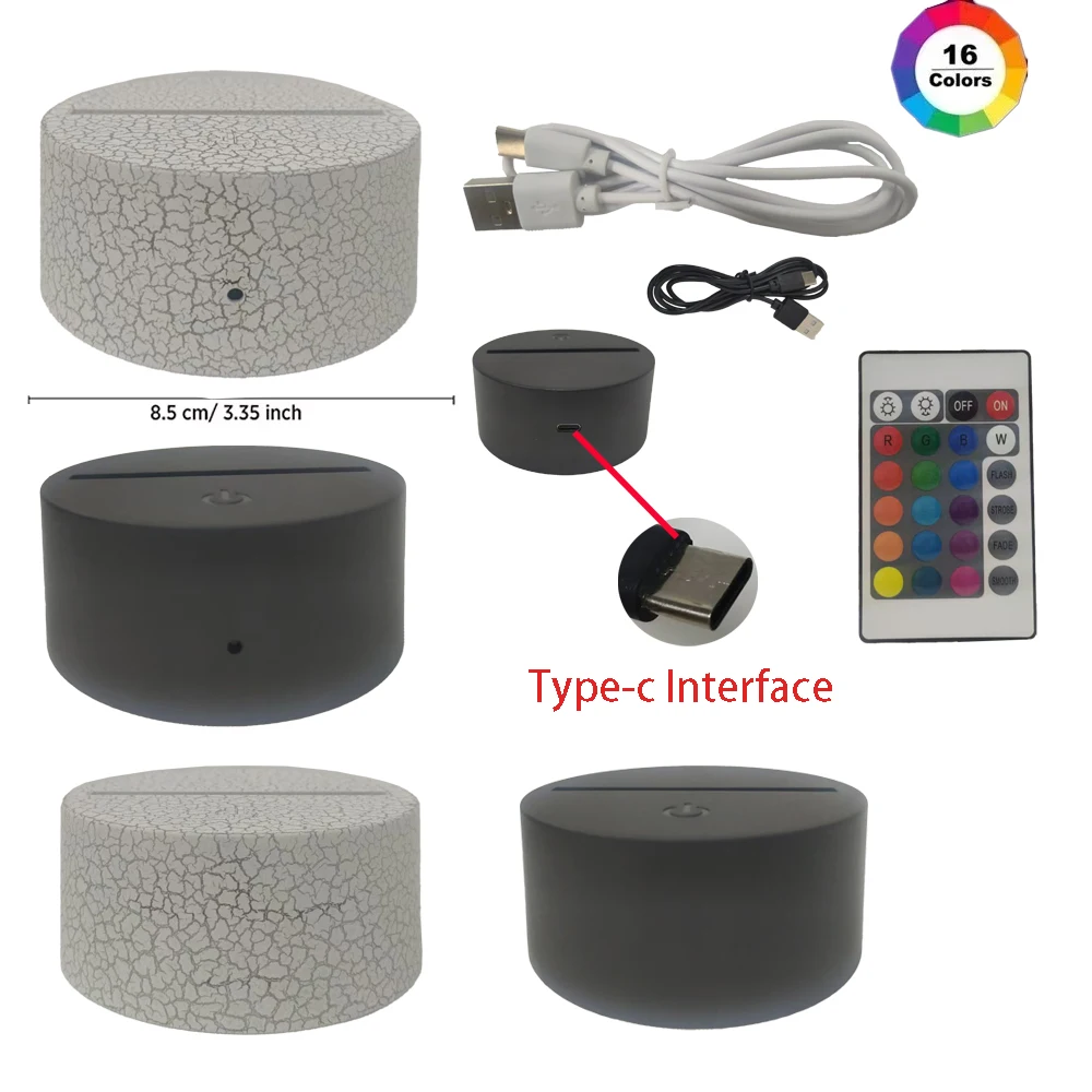 12 قطعة LED قاعدة مصابيح الجدول ثلاثية الأبعاد قاعدة مضيئة ليلية مع جهاز التحكم عن بعد وكابل نوع c 16 ألوان ضوء حامل حامل