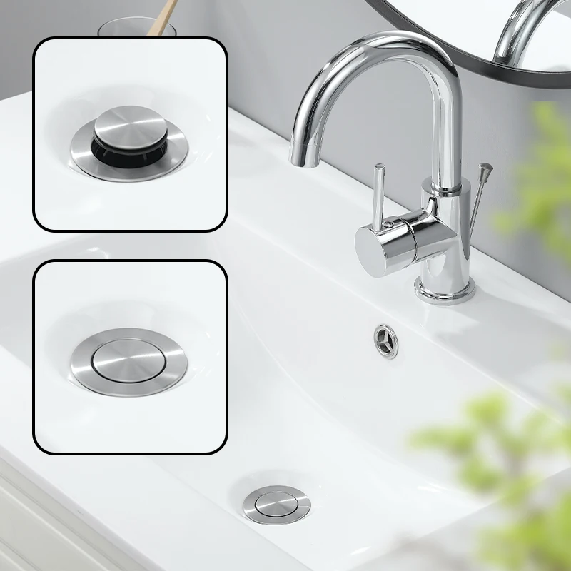 Brushed Nickel Sink Plug Bathroom Lavatory Basin Pop Up Drain with Lift Rod Sink Drain with Overflow Bathroom Accessories