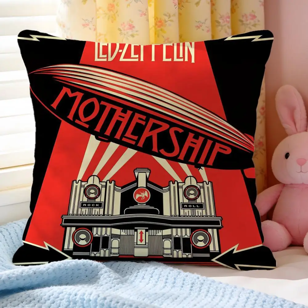 Rock Band L-Led Zeppelin Pillow Case Soft Washable Short Plush Modern Decorative Cushion for Sofa Bed Office Car Living Room