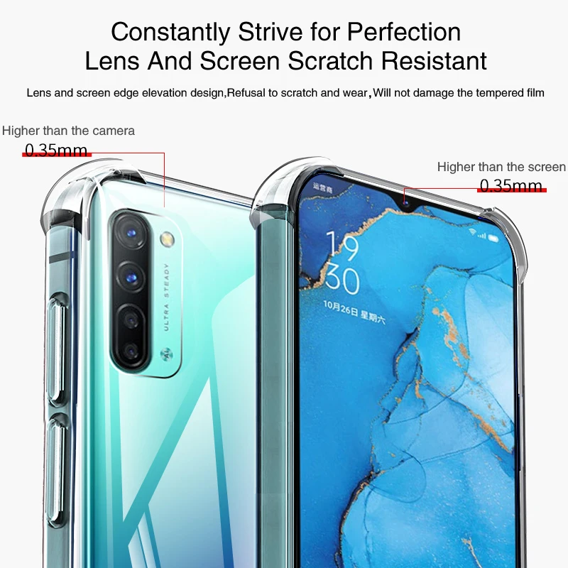 Soft Silicone Case for OPPO Reno3 Reno 3 Pro 3Pro Global Youth 5G Thin Airbag Clear Original Back Cover Mobile Phone Accessories