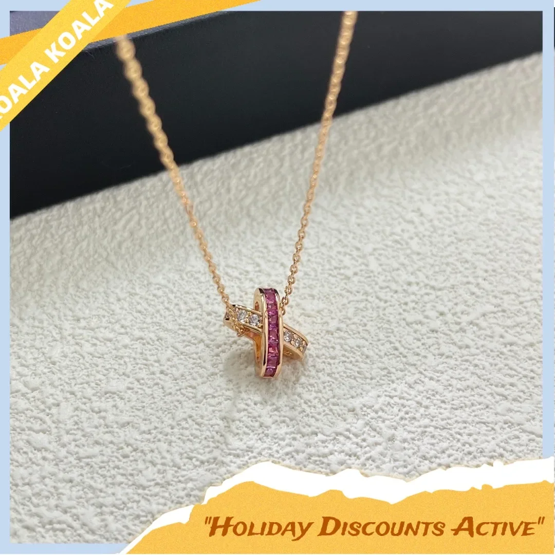 2025 مجوهرات الأزياء الجديدة الماس الوردي النقي الصليب قلادة الأزياء الفاخرة مأدبة مكان العمل مجوهرات متعددة الاستخدامات #5