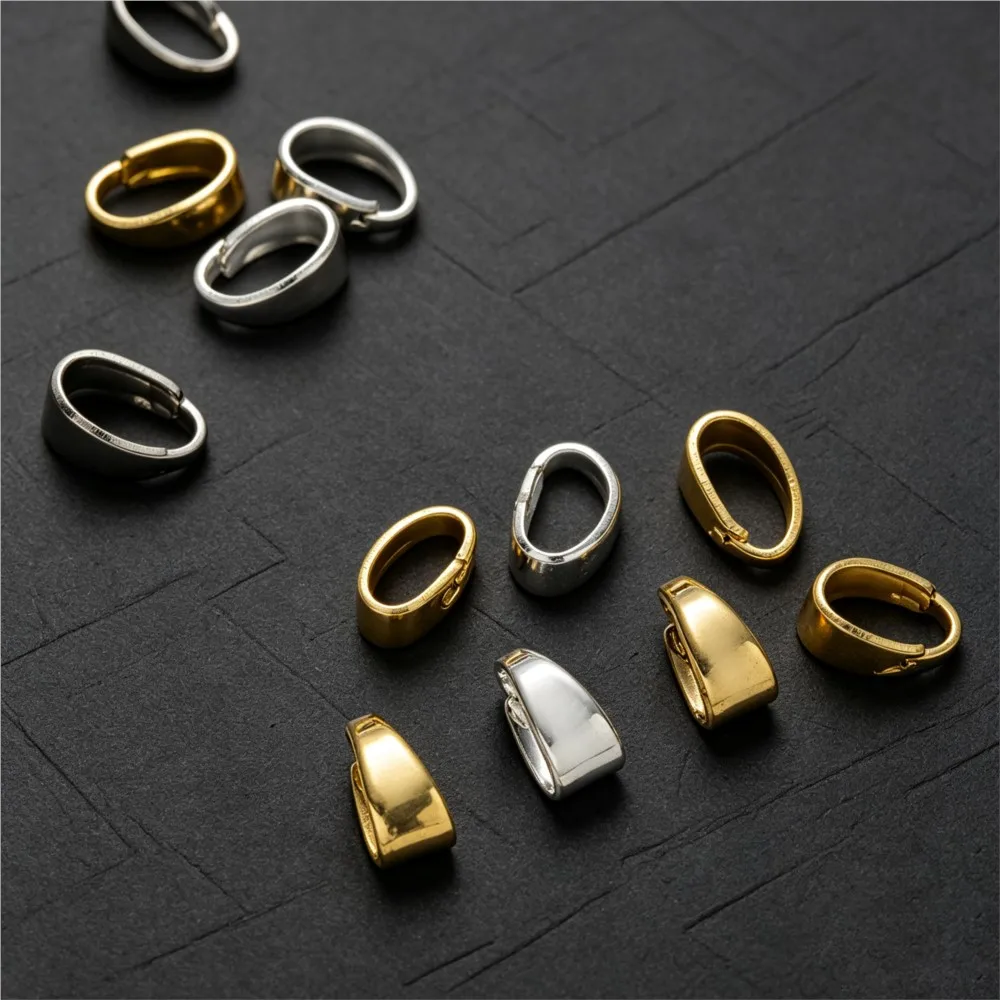 50pcs 18K Gold Plated  Pendants Pinch Bail Clips Melon Seeds Charms Clasps Connector For DIY Nacklaces Jewelry Making Findings - view 6