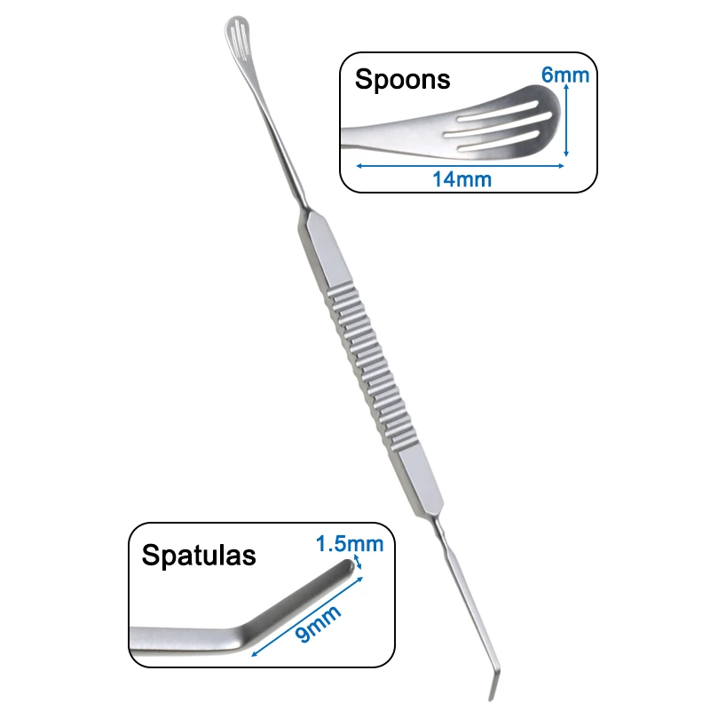 

1pcs Ophthalmic Double Head Spatula and Spoon Autoclavable Ophthalmic Spatulas Spoon Stainless Steel Eyelid Instrument