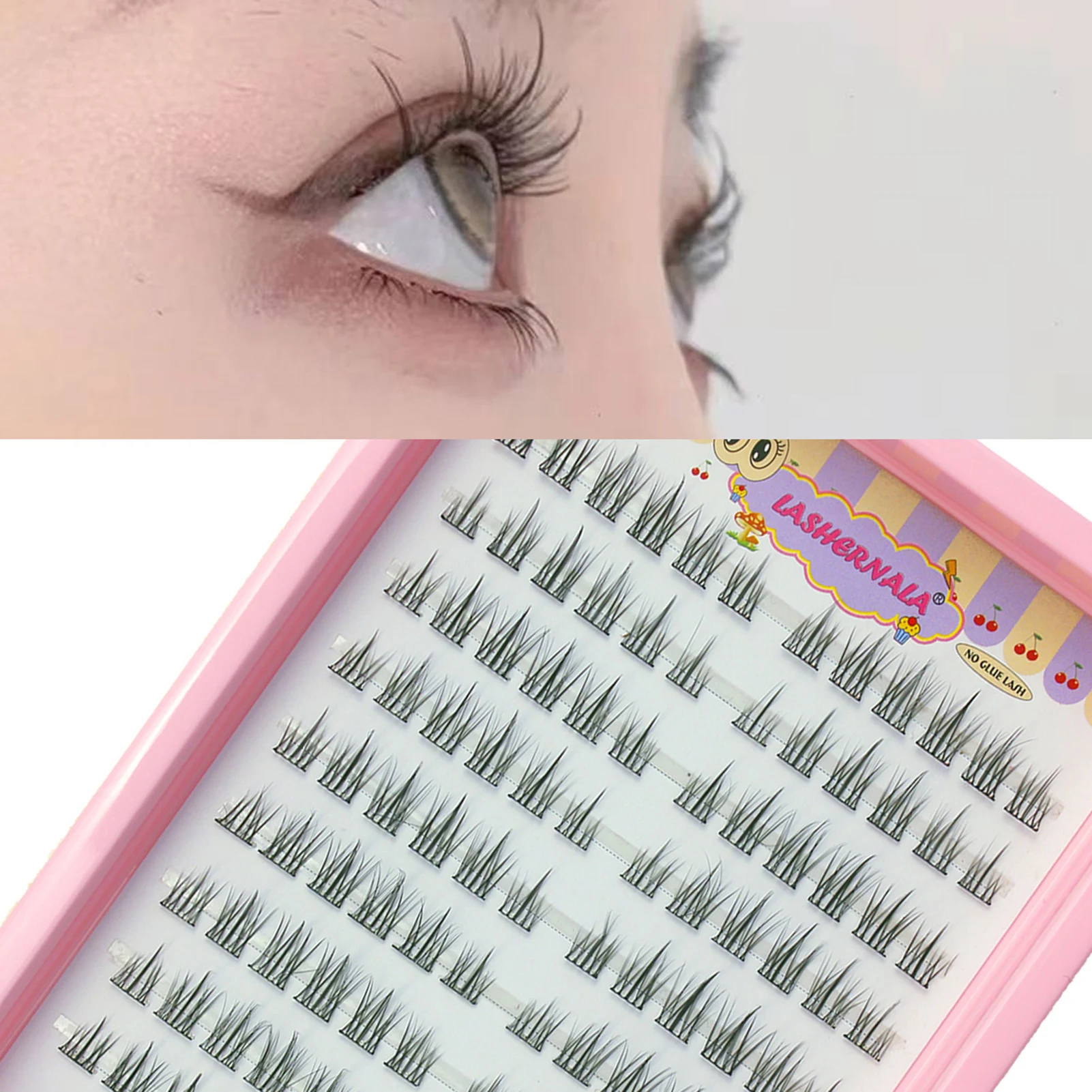 Fluffy Feather Style Eyelash Extension Glue-free Self-adhensive Segemented False Eyelash Realistic Anime Lash Cluster For Makeup