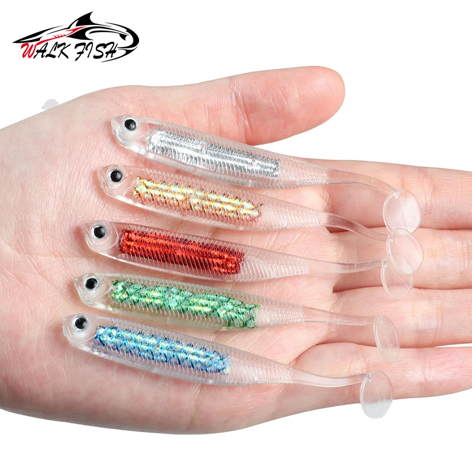 WALK FISH Soft Lure 6pcs/lot 2.2g/80mm for Fishing Shad Fishing Worm Swimbaits Jig Head Soft Lure Fly Fishing Bait Fishing Lures