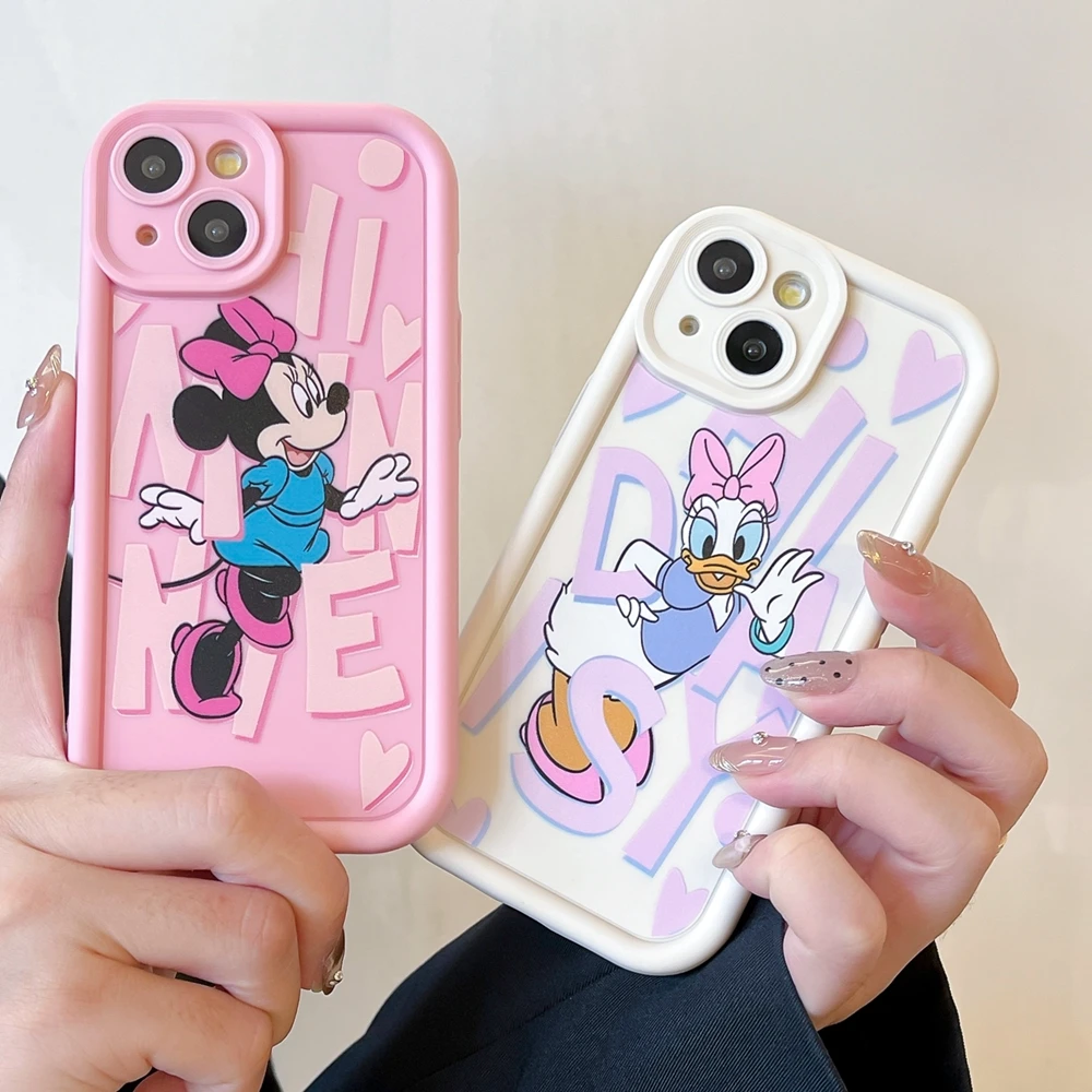 Cute Mickey Minnie Mouse Daisy Duck Paint Phone Case For OPPO A18 A17 A16 A53 A94 A74 A54 A57 A98 A96 A76 A78 A58 A38 A79 A60