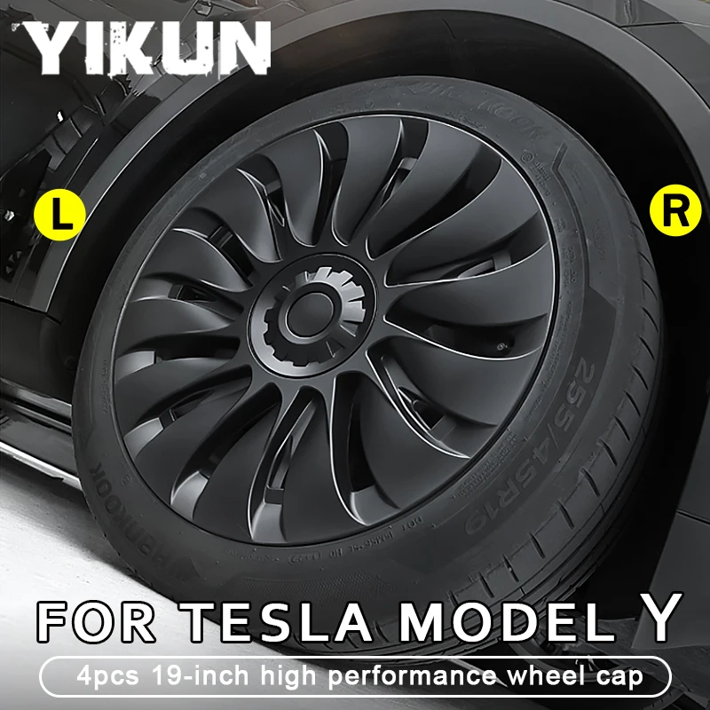 4Pcs for Tesla Model Y Wheel Covers 19 Inch Hubcaps Steering Hub Caps Rim Protector Replacement Kit Exterior Accessories 2023