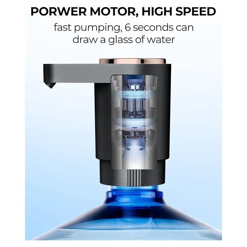 مضخة زجاجة مياه، مضخة توزيع مياه كهربائية محمولة لزجاجات سعة 5 جالون شحن TYPE-C، للتخييم في غرفة المطبخ-A54Q #2
