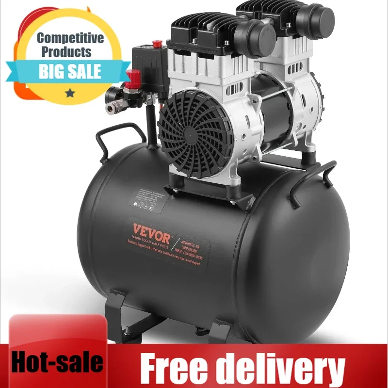 

Home Backup-Air Compressor, 10 Gallon Steel Tank,2HPPSI Oil Free Air Compressor & Max.125PSI Pressure, 78dB Ultra Quiet Portable