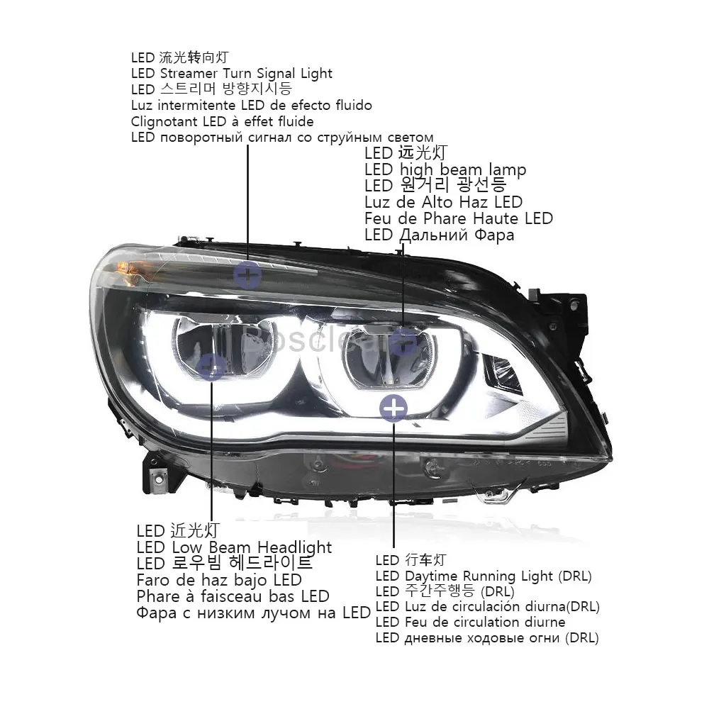 LED Headlights for BMW 7 Series F01 F02 F03 F04 2009-2015 Original Style Automatic Lighting System Front Light Headlamp Assembly