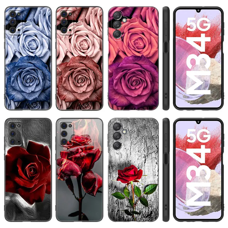 Bright Red Rose Flowers Case For Samsung M30 M31 S Note 10 Lite 20 Ultra M04 M13 M32 4G M14 M23 M33 M34 M42 M52 M53 M54 5G M11