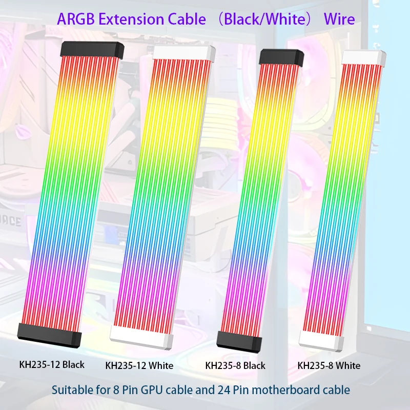 5V 3Pin ARGB Sync PC Cable 8/24PIN Motherboard Power Extension Cable Flexible LED Strip Light DIY Kit Video Card 8Pin 6PIN Cable image 2