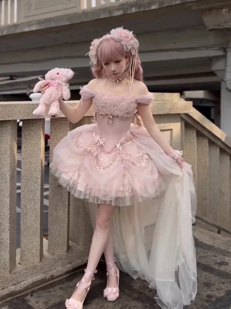 

2025Высококачественное темпераментное балетное платье принцессы в стиле бар-мицвы на день рождения, оригинальное японское вечернее платье Лолиты для девочек-сердечек