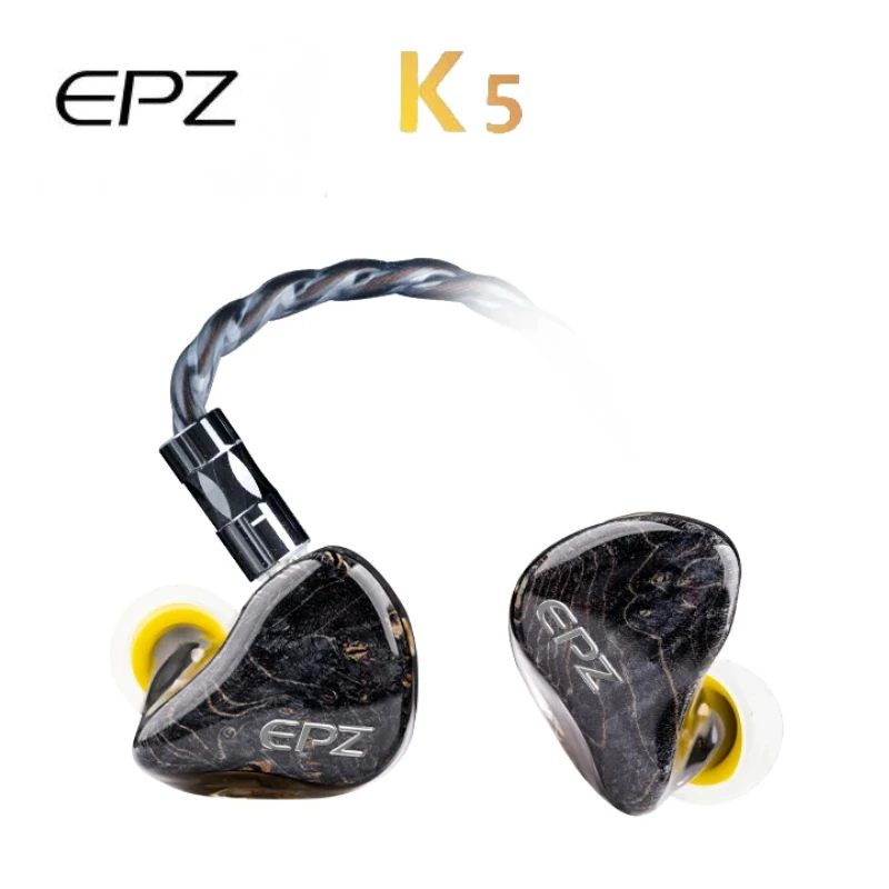

EPZ K5 1DD+4BA HiFi Monitor IEM Earphone Wired In Ear Earbuds Three-In-One 0.78 2 Pin Single Crystal Copper Upgrade Cable