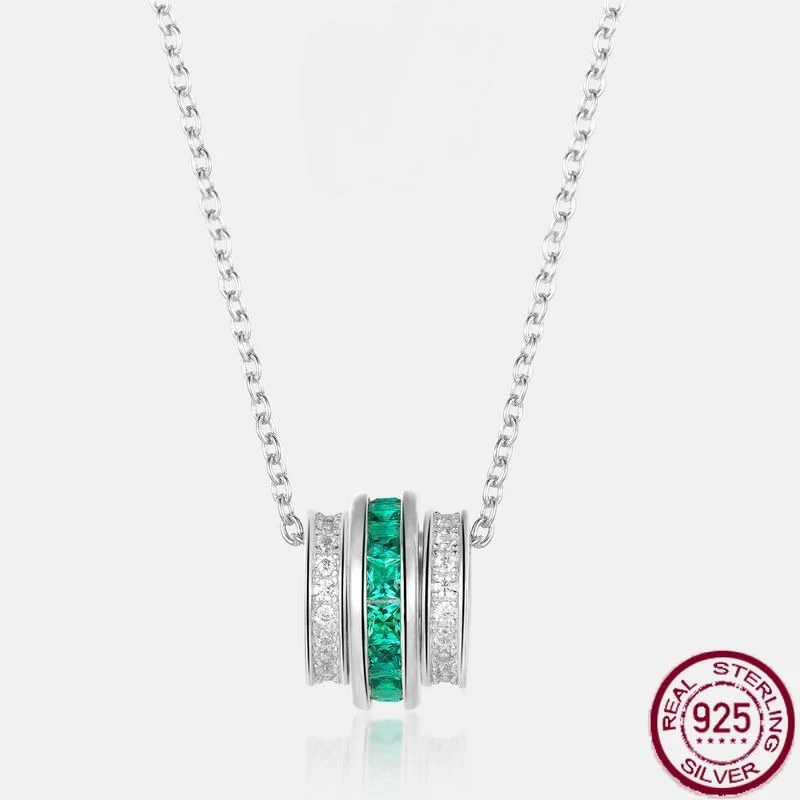 

New S925 pure silver cultivated emerald necklace, Lulu Tong wedding jewelry