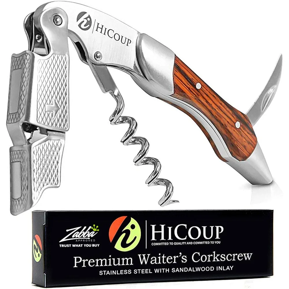 Wine Opener Professional Corkscrews for Wine Bottles w/Foil Cutter and Cap Remover Manual Wine Key for Servers Waiters