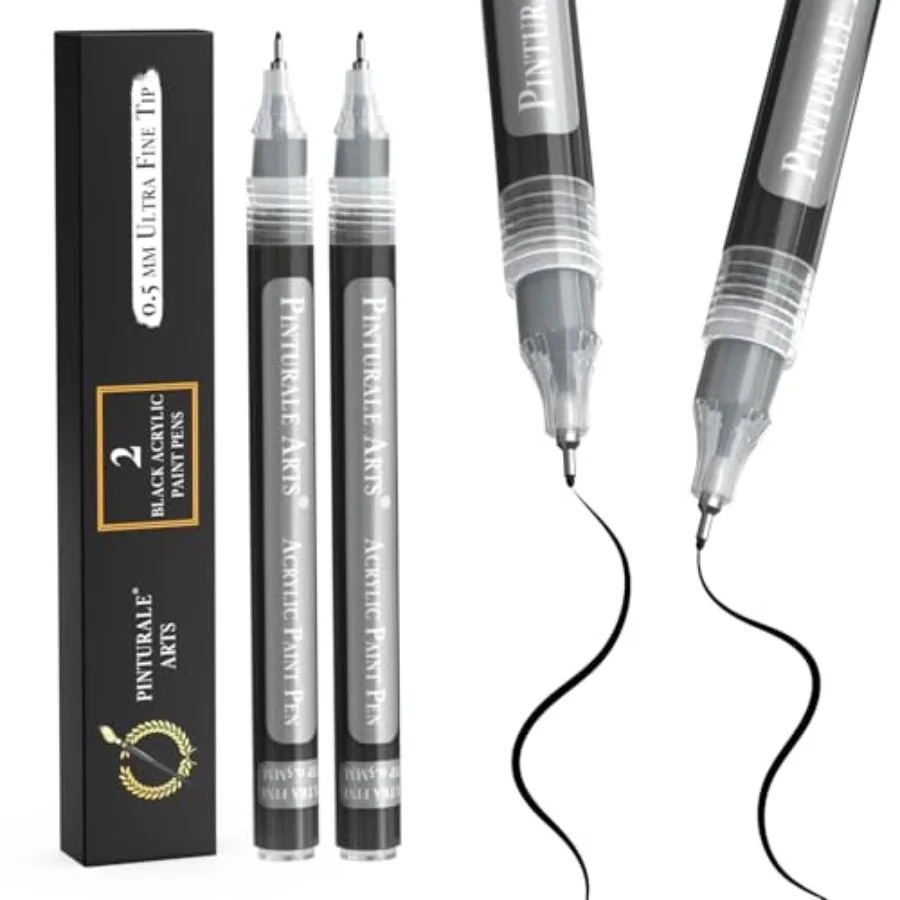 

® Ultra Fine Tip Acrylic Paint Pens Set 2 Paint Pens Extra Fine Point 0.5 mm For Paper, Ceramics, Rock Painting, Glass, Wood, C