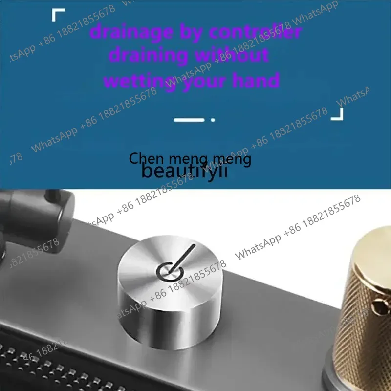 S7486 ss yj شاشة ديجيتال شلال بالوعة المطبخ 304 الفولاذ المقاوم للصدأ لافابو اليابانية نانو بالوعة واحدة #5