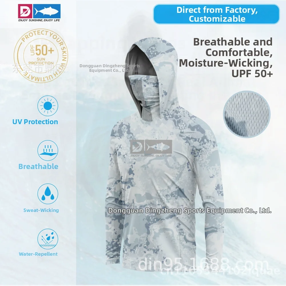 

Ultra Light Custom Men's Fishing Suit UPF50 Quick-Drying Breathable Sun Protection Hooded Polyester Fishing Rod Suit for Summer