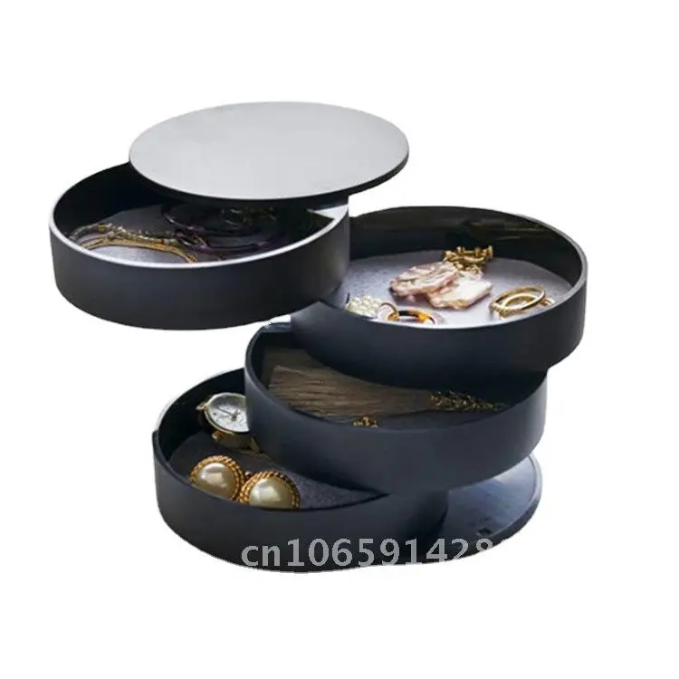 

Nordic Style Rotating Multi-Layer Jewelry Storage Box Simple Black White Pink Plastic Organizer for Living Room Desktop