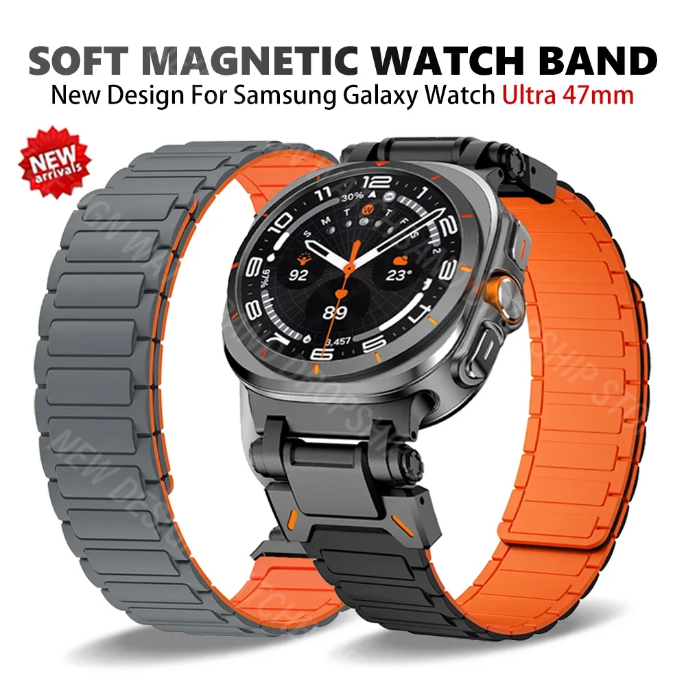

Magnetic Band for Samsung Galaxy Watch Ultra 47mm Soft Silicone Loop Bracelet For SAMSUNG GALAXY ULTRA 47mm No Gaps Luxury Strap