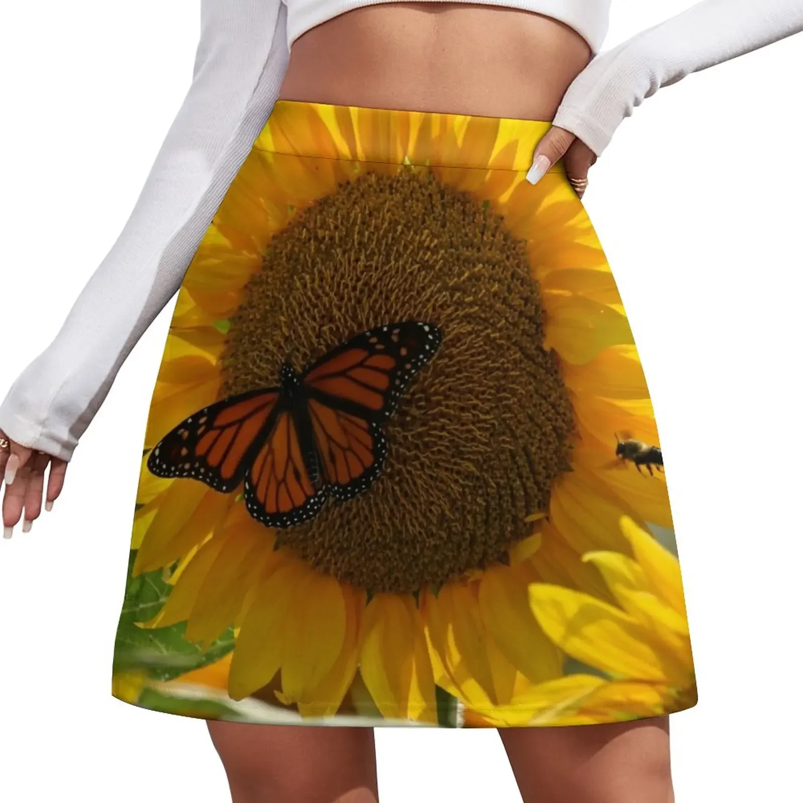 

The butterfly the bee and the sunflower Mini Skirt skirt women women's golf wear summer