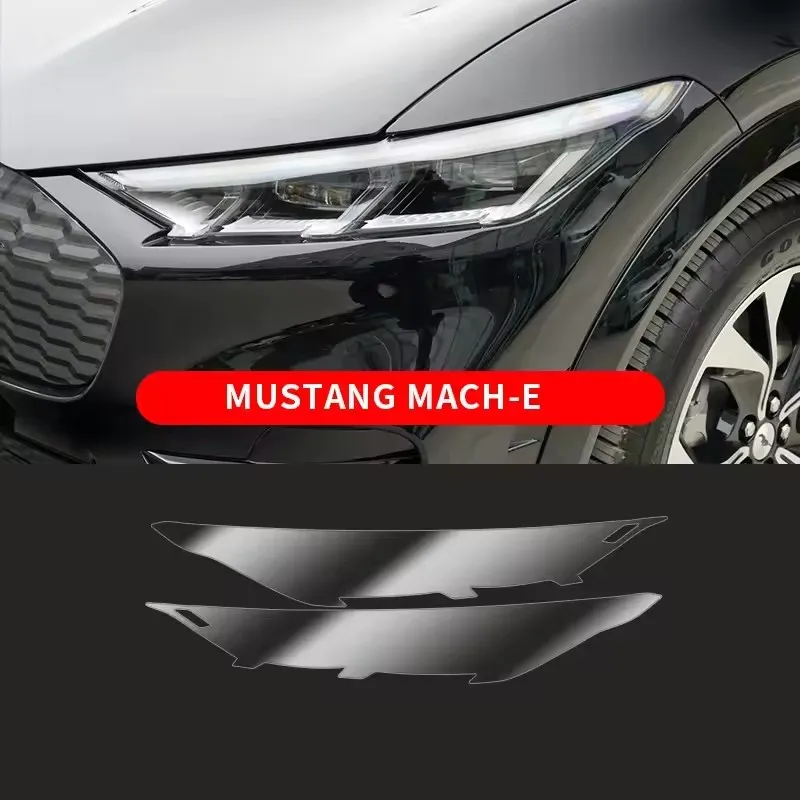 For Ford Mustang Mach-E 2pcs Car Front Headlamp Film Tpu Transparent Protective Film Exterior Headlight Trim Strips Car Sticker
