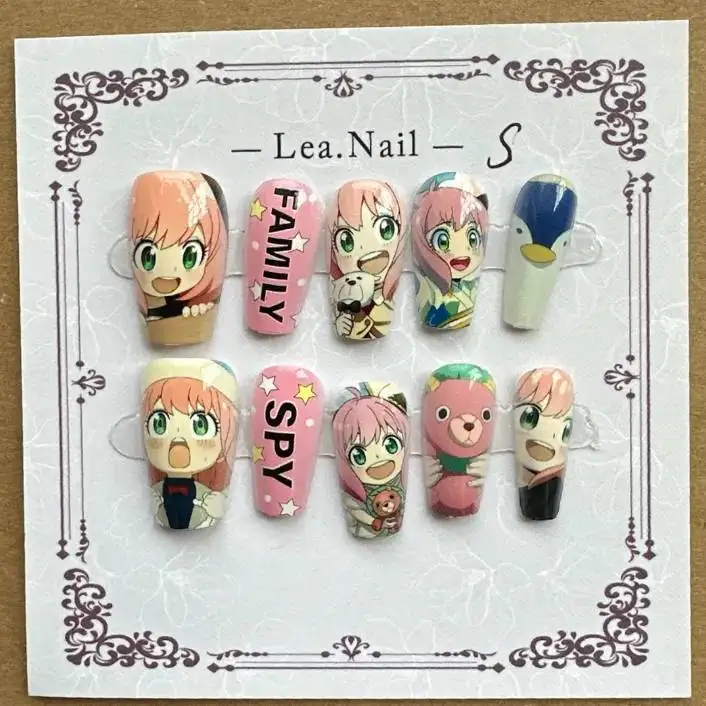 Uñas de dibujos animados de Anime Demon Slayer Satoru Gojo hechas a mano, uñas de dolor desmontables, decoración extraíble, regalo de cumpleaños para niñas