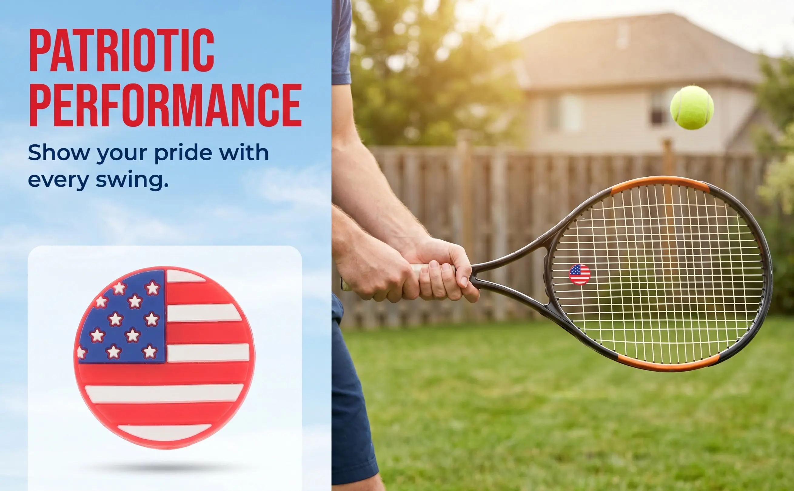 6Pcs Tennis Racket String Dampeners Silicone Vibration Absorbers American Flag Theme Improved Stability Comfort Precision Shot