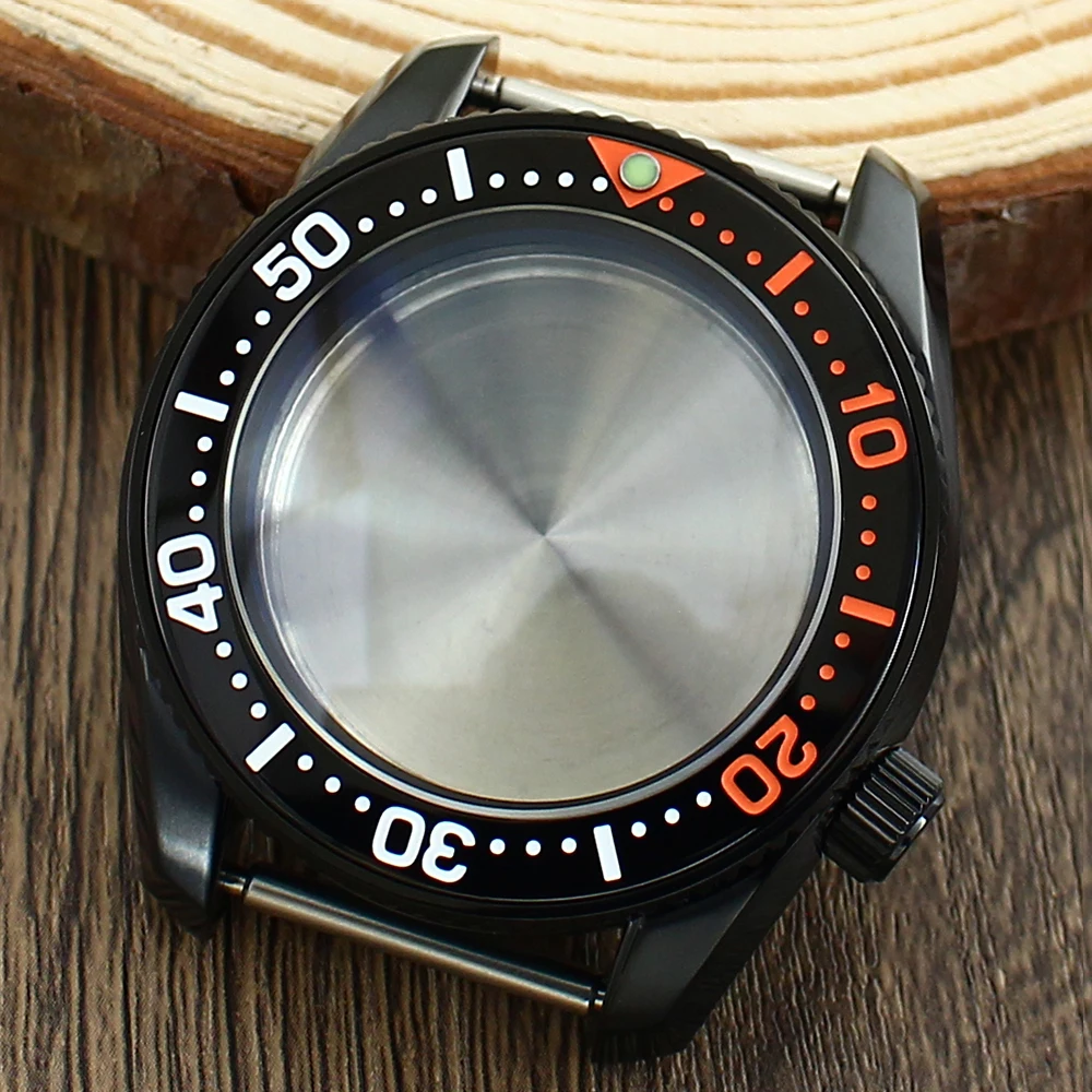 42mm Men Watch Case Black Sapphire Glass For Seiko Mod NH35 NH36 NH34 Movt SPB185/SPB187J1 Watch Repair Parts 3.8 Oclock Crown
