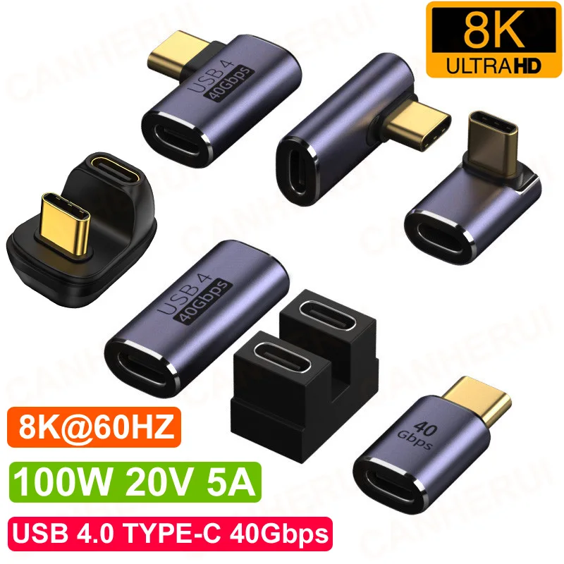 

8K60HZ 100W 20V 5A Metal USB 4.0 Type C Adapter OTG 40Gbps Fast Data Transfer Tablet Charging Audio Video For Phone Macbook