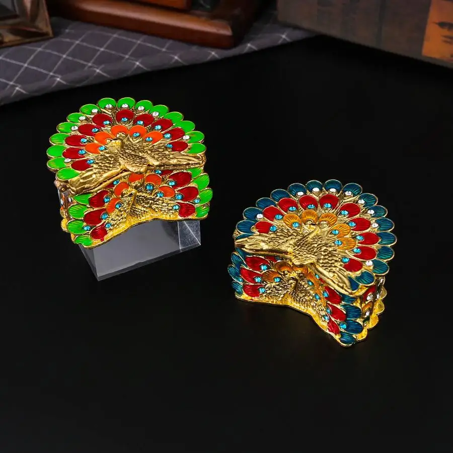 Peacock Jewelry Box Retro Peacock Spreading Tail Enamel-colored Storage Box - Flip-top Dust-proof Jewelry Box Birthday Gift