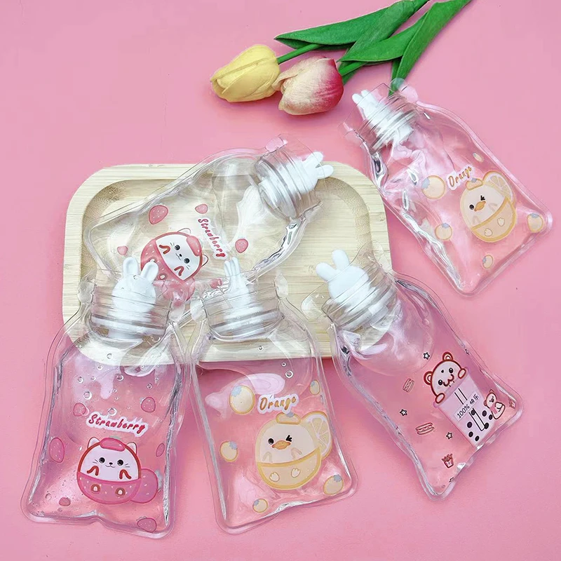 

1PC Cartoon Transparent Hot Water Bag Portable Water-filling Hot Water Bottle Hand Warmer Pocket Hand Feet Hot Water Bottle PVC