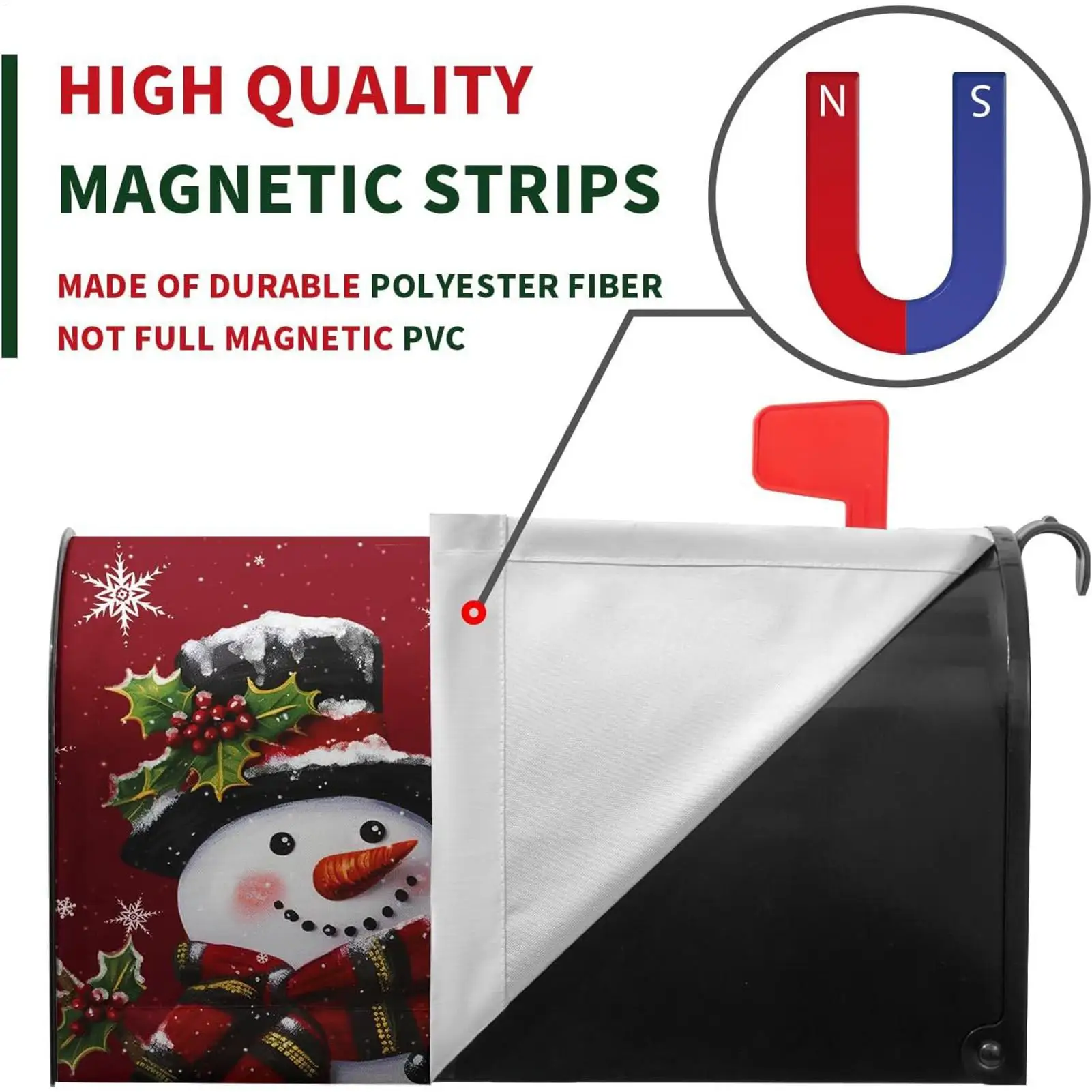 الشتاء صندوق البريد يغطي المغناطيسي 21X18 بوصة حجم قياسي الشتاء المغناطيسي ثلج غطاء صندوق البريد عيد الميلاد آخر صندوق بريد يلتف #5