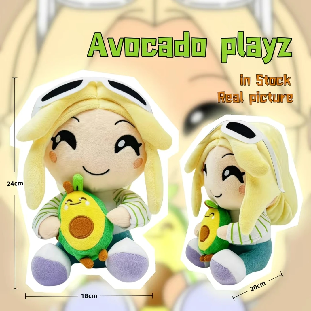 2025 nuevo en Stock 24cm aguacate Playz muñeco de peluche lindo Anime suave acompañar el sueño periféricos de peluche juguetes para niños regalo de cumpleaños