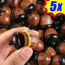 5/1Pcs Mini Wood Acorn Pendant Box Portable Rescue Pill Case Tablets Organizer Multi-purpose Storage Container DIY Acorn Pendant