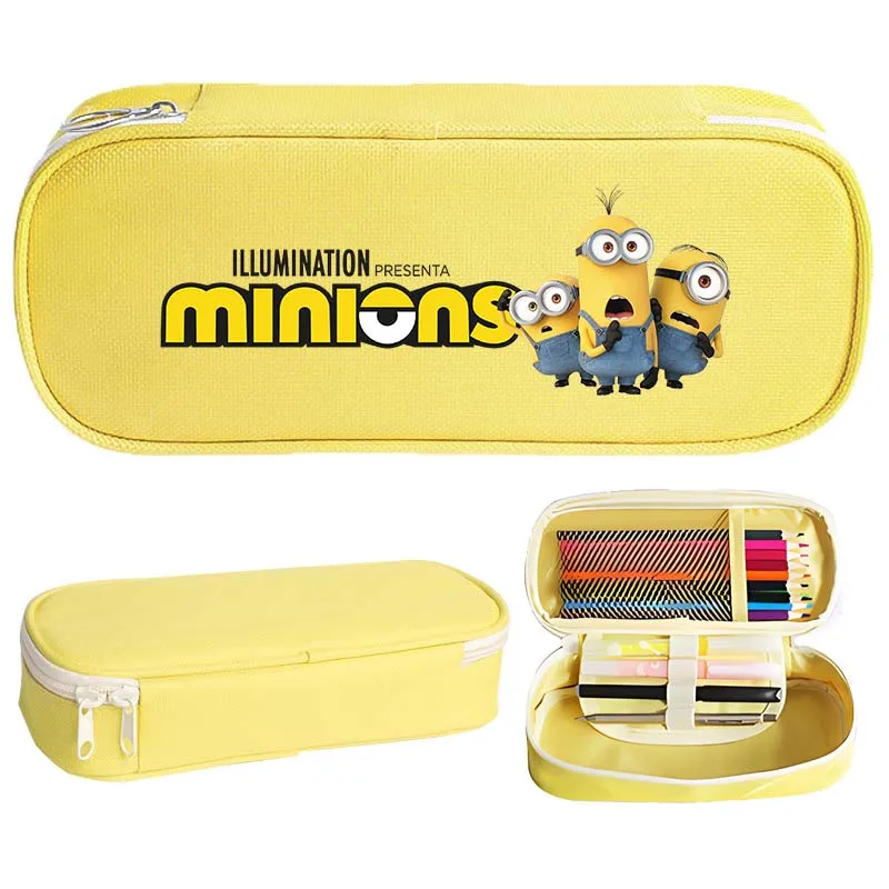 Minionses Pen Bag Cute Cartoon Anime Pen Pouch Student Fashion Stationery Case Large Capacity Pencil Pouch Back To School Gift